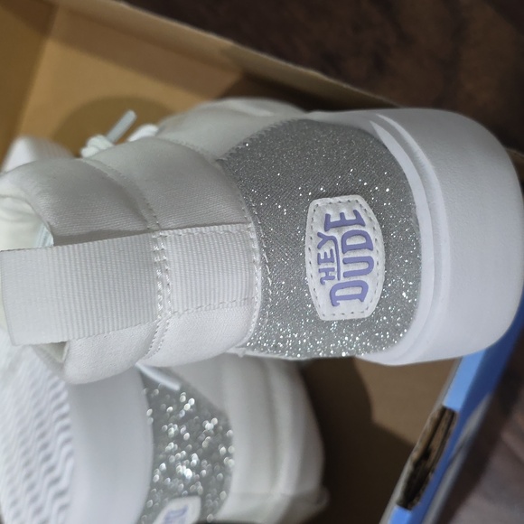 Hey Dude Youth Cody Hi Sparkle White Canvas Ankle Boots - Picture 8 of 8